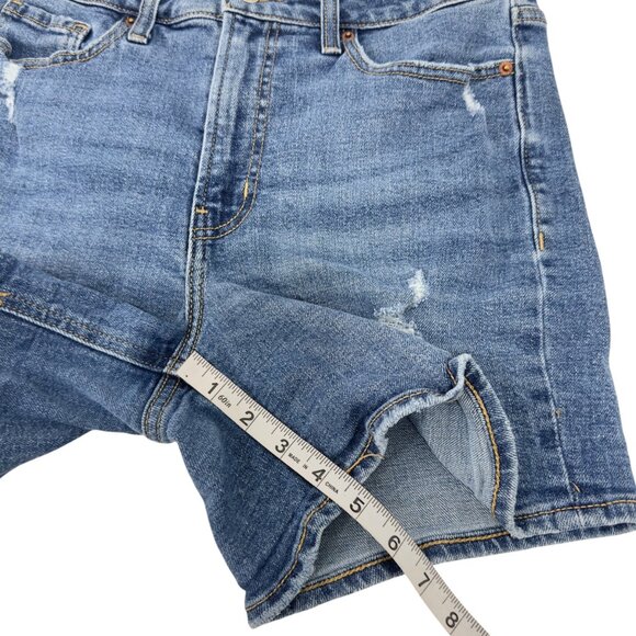 Old Navy Womens High-Rise OG Straight Denim Shorts Size 10 Blue Distressed - Picture 7 of 12